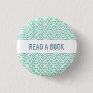 Lees een boekenknop, op aqua ronde button 3,2 cm