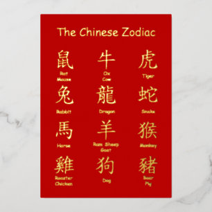 Lees het nieuwe jaar voor Chinese dierdieren Folie Feestdagenkaart
