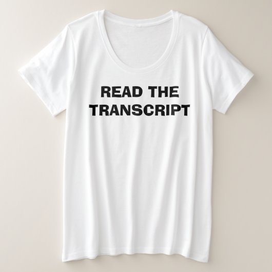 LEES HET TRANSCRIPT GROTE MAAT T-SHIRT (Design voorkant)