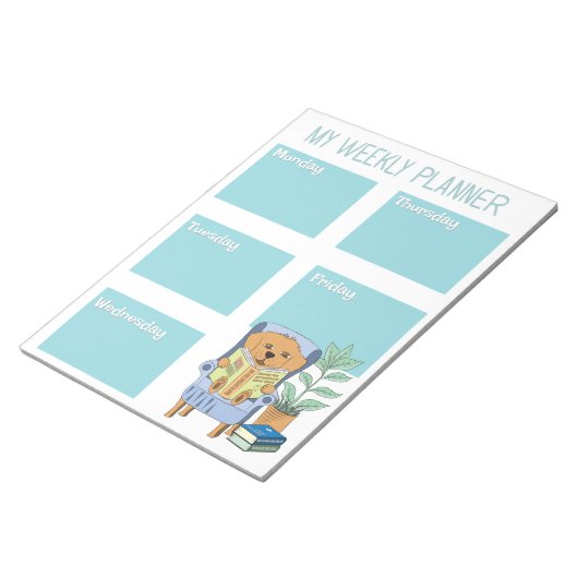 Lees hond kind wekelijkse planner notitieblok (Schuin)