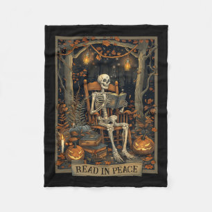 Lees in Vrede Skelet Halloween Lees verboden boeke Fleece Deken