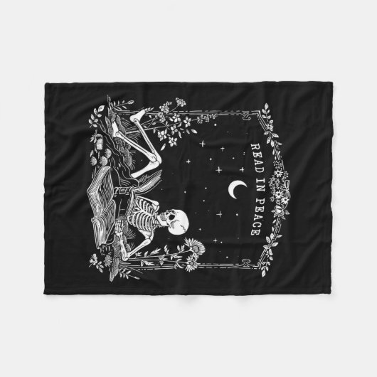 Lees in Vrede Spooky Teacher Skeleton Trick Teach Fleece Deken (Voorkant (Horizontaal))