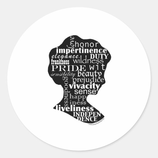 Lees Jane Austen Cameo Ronde Sticker (Voorkant)