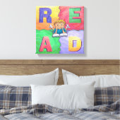 LEES jongen die kleurrijk omgepakt canvas leest (Insitu (Slaapkamer))