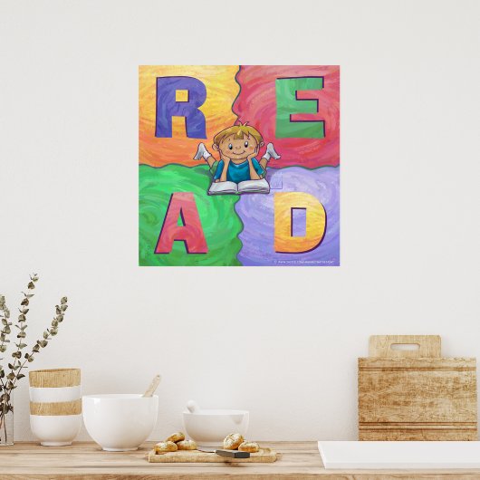 LEES kleurrijk Poster (Keuken)