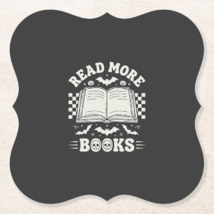 Lees Meer Boeken Retro Halloween Boekliefhebber Kartonnen Onderzetters