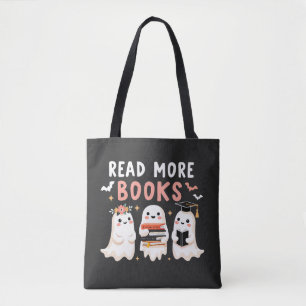Lees meer boeken Spooky Halloween Ghost Book Lover Draagtas