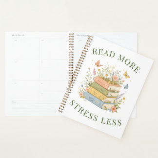 Lees Meer, Minder Stress Bloemige Boekomslag Plann Planner