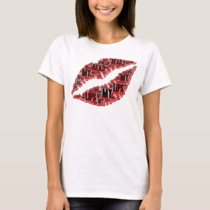 Lees mijn lippen lippenstift mondmake-up artistiek t-shirt