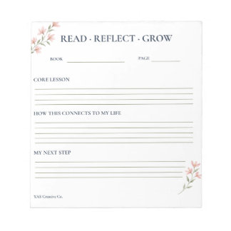 Lees, Reflecteer, Groei Bloemige Lezing Reflectie Notitieblok
