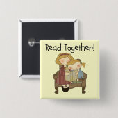 Lees samen - Mam- en meisjesoverhemden en -cadeaut Vierkante Button 5,1 Cm (Voorkant /achterkant)