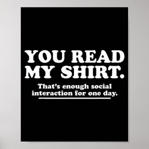 Lees T-shirt Grappige Sarcastische Introvert Humor Poster