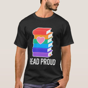 Lees trots regenboog boek hart ontwerp t-shirt