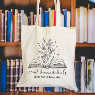Lees verboden boeken Blooming Floral gepersonalise Tote Bag