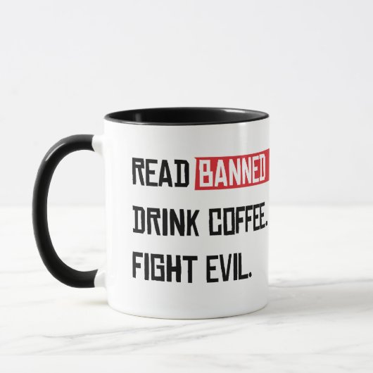 Lees verboden boeken Drink Coffee Fight Evil Mok (Links)