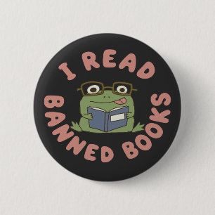 Lees Verboden Boeken Grappige Kikker Leest Ronde Button 5,7 Cm
