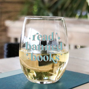 Lees verboden boeken Retro belettering Wijnglas Zonder Voet