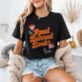 Lees Verboden Boeken Retro Minimalistische Bloemig T-shirt