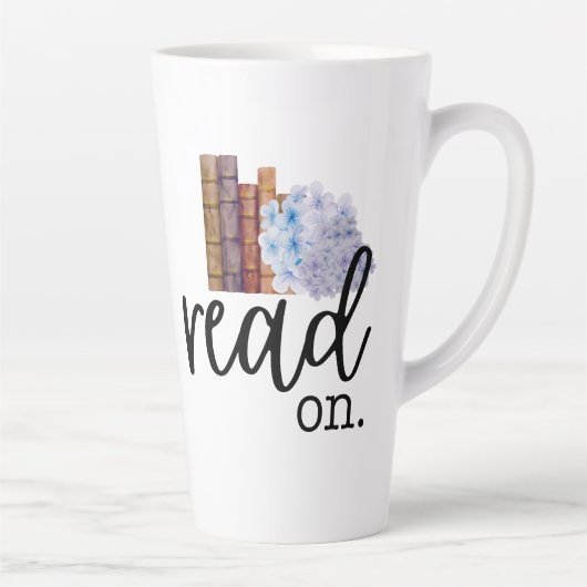 Lees verder (met Hydrangeas) Latte Mok (Rechts)