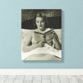 Leesboek vrouw canvas afdruk (Insitu (Houten vloer))