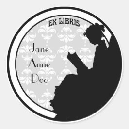  leesdame Gepersonaliseerd boekplaat Ronde Sticker