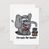 Leesend Elephant: Ik ben Nuts for Books Save The Date (Voorkant / Achterkant)