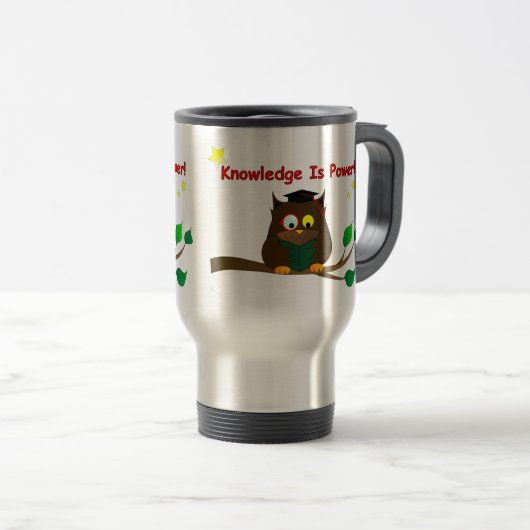 Leesend Wise Owl Reisbeker (Voorkant rechts)