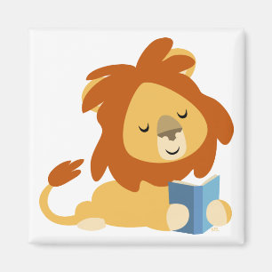 Leesende Cartoon Lion magnet Magneet