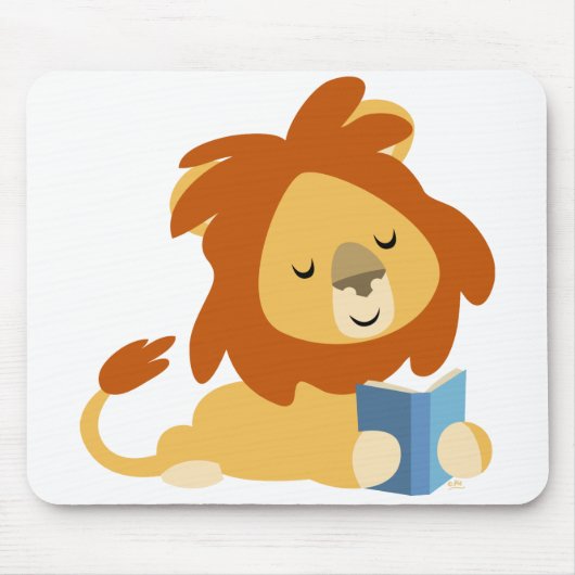 Leesende Cartoon Lion mousepad Muismat (Voorkant)