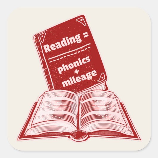 Leeskilometerstand Phonics Vierkante Sticker (Voorkant)