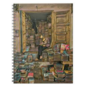 Leeslappen geven librariaanse ladder notitieboek