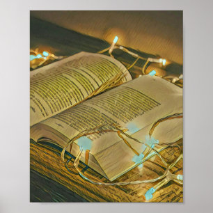 Leeslappen geven librariaanse ladder poster