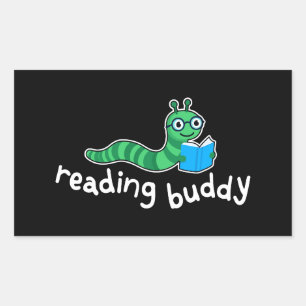 Leesmaatje Schattigee boekenwurm met boek Rechthoekige Sticker