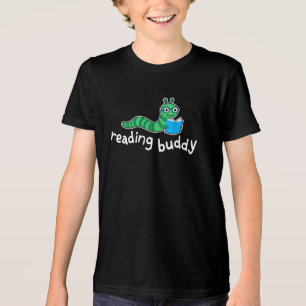 Leesmaatje Schattigee boekenwurm met boek Tri-Blend Shirt