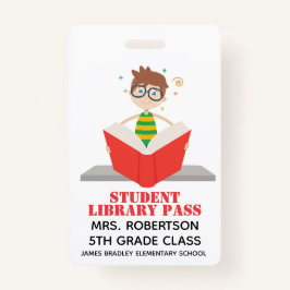 Leesschool Library Hall Pass Badge