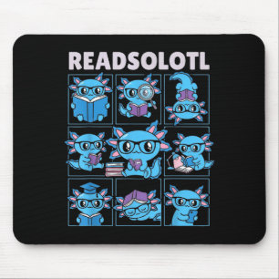 Leessolotle blauwe axolotl boekenliefhebber grappi muismat