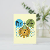 Leeuw 4e verjaardag T-shirts en geschenken Briefkaart (Staand voorkant)