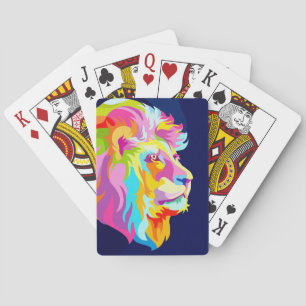 Leeuw Abstracte Leeuwenkop In Pop Pokerkaarten