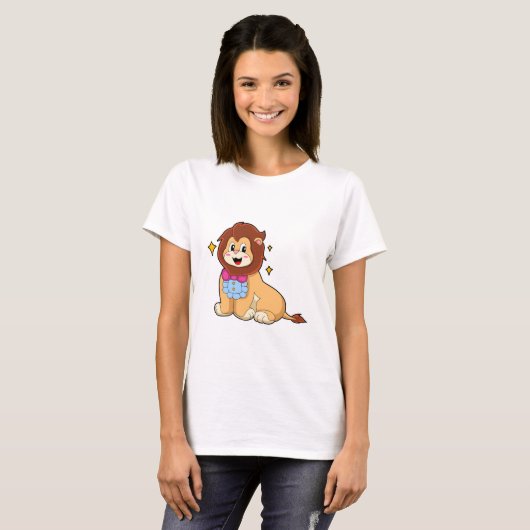 Leeuw als herenman met Stropdas.PNG T-shirt (Voorkant volledig)