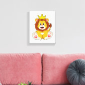 Leeuw als koning met kroon canvas afdruk (Insitu (Woonkamer))