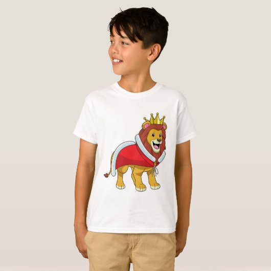 Leeuw als koning met kroon en kaap t-shirt (Voorkant volledig)
