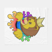 Leeuw als koning met kroon fleece deken (Voorkant (Horizontaal))