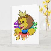 Leeuw als Koning met Kroon Kaart (Gele Bloem)