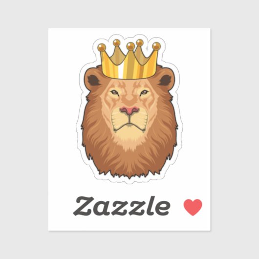 Leeuw als koning met kroon sticker (Vel)