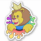 Leeuw als koning met kroon sticker (Voorkant)