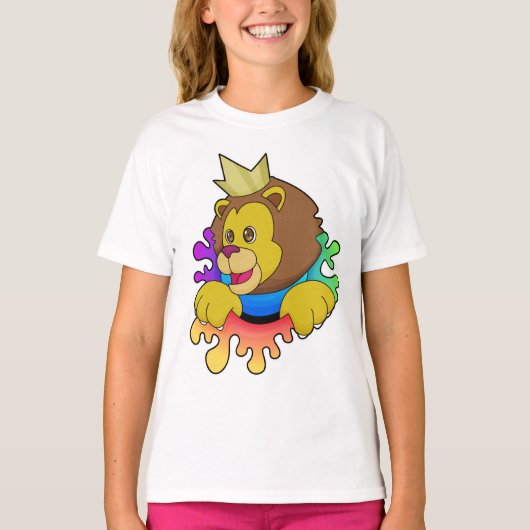 Leeuw als koning met kroon t-shirt (Voorkant)