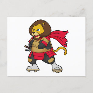 Leeuw als krijger met cape briefkaart