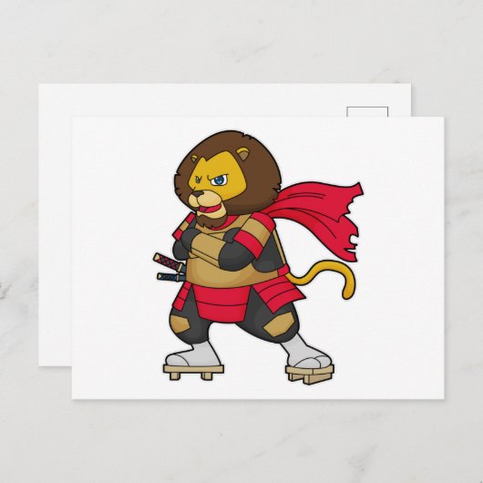 Leeuw als krijger met cape briefkaart (Voorkant / Achterkant)