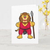 Leeuw als krijger met speer kaart (Gele Bloem)