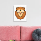 Leeuw als Nerd met bril Canvas Afdruk (Insitu (Woonkamer))